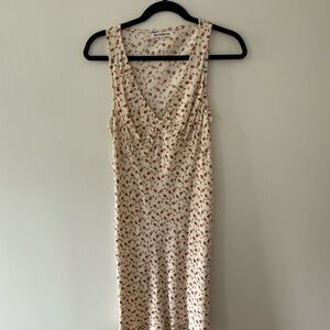 Reformation Cream and Red Floral Midi Dress